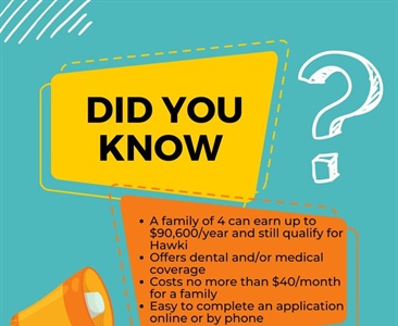 Hawki is health insurance for uninsured children of working families.  Call us at 319-653-7758 for more information.
