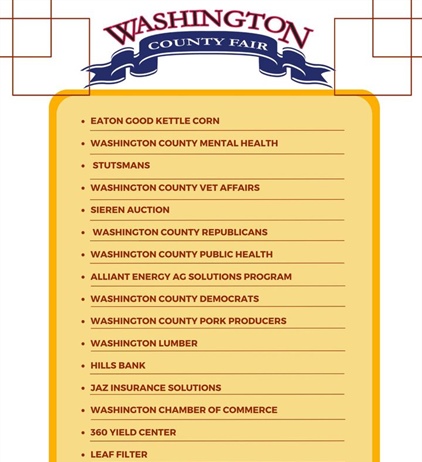 Come visit us in the Commercial Exhibit Building at the Washington County Fair next week, Monday-Thursday!
