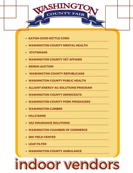 Come visit us in the Commercial Exhibit Building at the Washington County Fair next week, Monday-Thursday!
