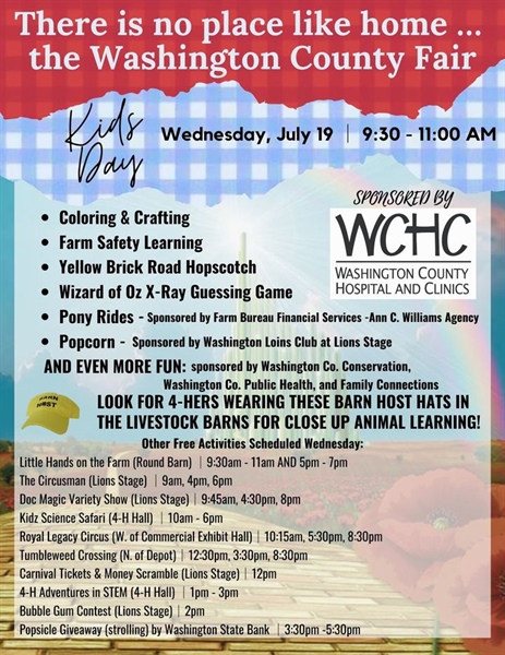 Calling ALL kids TOMORROW is the day for you at the Washington County Fair!!!! There are so many funny activities happening on W...