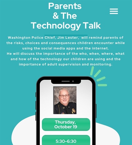 You won't want to miss the next parenting series talk given by Jim Lester, Washington Police Chief.  We are looking forward to h...