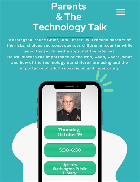 You won't want to miss the next parenting series talk given by Jim Lester, Washington Police Chief.  We are looking forward to h...