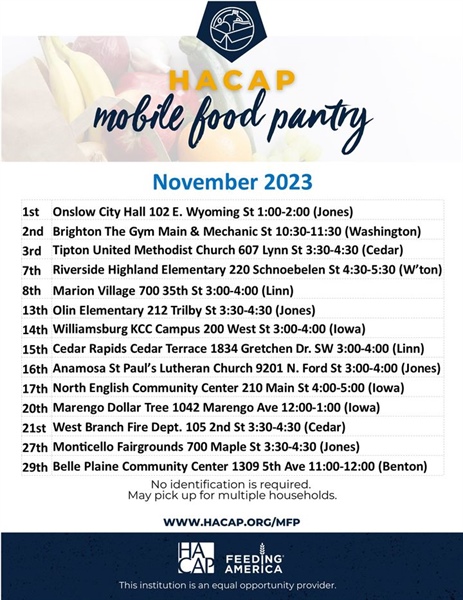 HACAP's Mobile Food Pantry is truckin' along in November 🚛