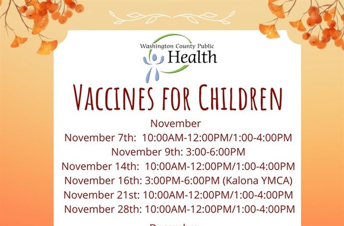 Happy November!  Here is our childhood immunization clinic schedule for November and December.  Call to schedule your appointmen...