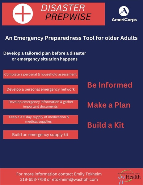 WCPH is excited to partner with AmeriCorp and The University of Iowa College of Public Health to bring the Disaster PrepWise pro...