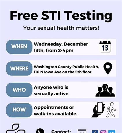 Two weeks from today, Johnson County Public Health will be hosting a free STI testing clinic at our office on 5th floor.  Walk-i...