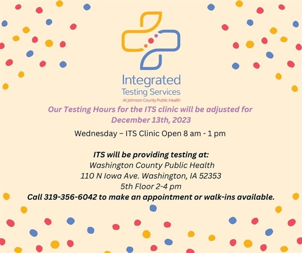 Stop by the 5th floor of our office today from 2-4 PM for free STI testing by JCPH.