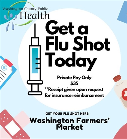 We couldn't be more excited to offer the flu shot at TODAY'S Washington Farmers' Market!!