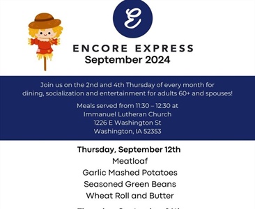 Enjoy a meal, socialization and entertainment at Encore Express on September 26th!