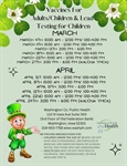 Here is the April schedule for our Vaccines for Children (VFC) program and our NEW Vaccines for Adults (VFA) program!