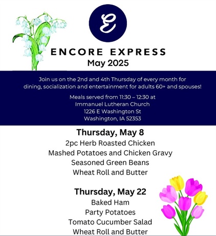 Enjoy a meal, socialization and entertainment at Encore Express during May!