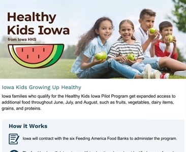 The WACO Community Food Pantry will be participating in the Healthy Kids Iowa Pilot Program this summer