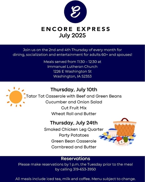 Enjoy a meal, socialization and entertainment at Encore Express during July!