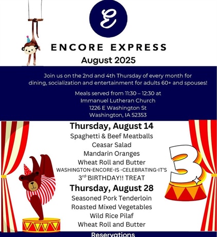 Enjoy a meal, socialization and entertainment at Encore Express during August!