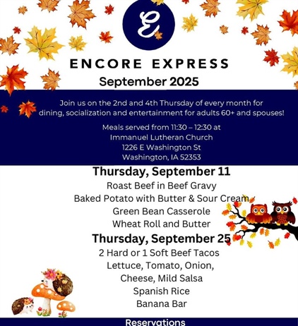 Enjoy a meal, socialization and entertainment at Encore Express during September!