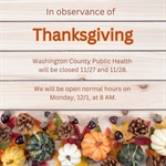 🦃 Happy Thanksgiving from all of us at Washington County Public Health!