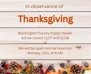 🦃 Happy Thanksgiving from all of us at Washington County Public Health!