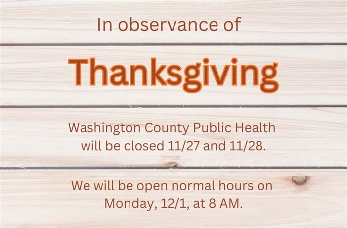 🦃 Happy Thanksgiving from all of us at Washington County Public Health!