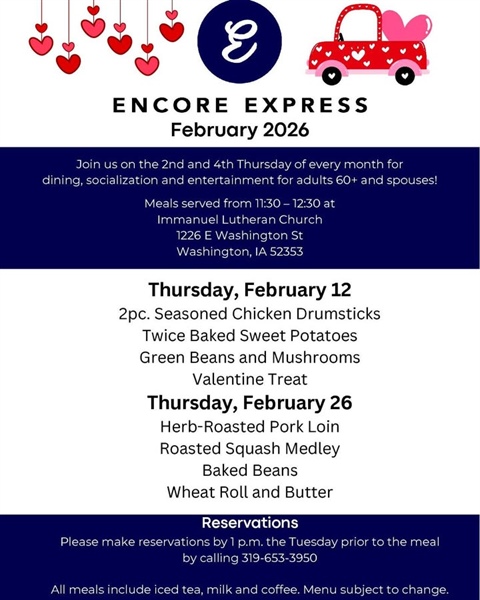 Enjoy a meal, socialization and entertainment at Encore Express during February!