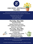 Enjoy a meal, socialization and entertainment at Encore Express during May💐