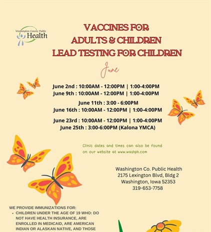 The June schedule for our Vaccines for Children (VFC) program and our Vaccines for Adults (VFA) program is here!