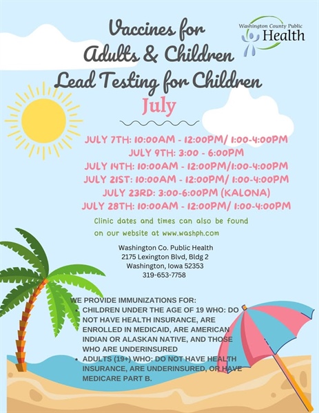 The July schedule for our Vaccines for Children (VFC) program and our Vaccines for Adults (VFA) program is here!
