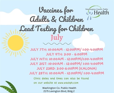 The July schedule for our Vaccines for Children (VFC) program and our Vaccines for Adults (VFA) program is here!