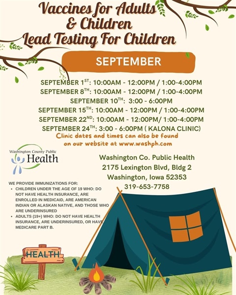 The September schedule for our Vaccines for Children (VFC) program and our Vaccines for Adults (VFA) program is here!