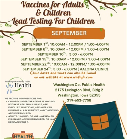 The September schedule for our Vaccines for Children (VFC) program and our Vaccines for Adults (VFA) program is here!
