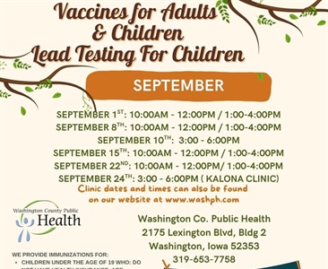 The September schedule for our Vaccines for Children (VFC) program and our Vaccines for Adults (VFA) program is here!