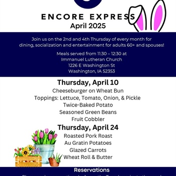 Enjoy a meal, socialization and entertainment at Encore Express during April!
