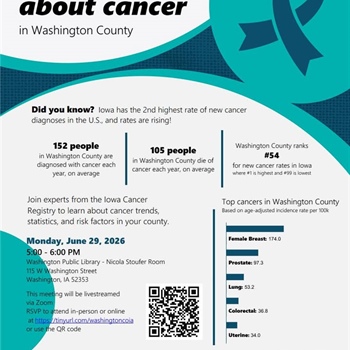 🌾Join us this evening for a Community Meeting to discuss local cancer statistics, trends, prevention efforts, and available publ...